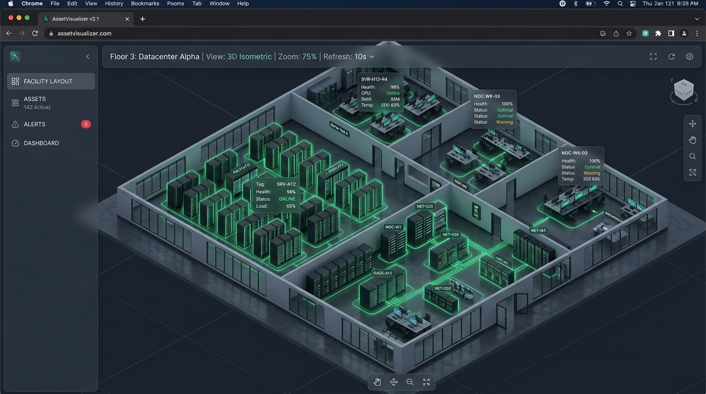 Glass 3D Facility Asset Visualizer UI